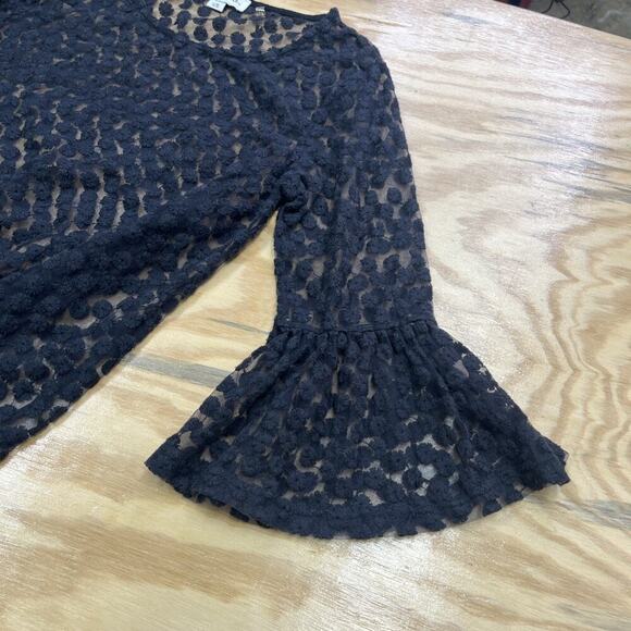 Simply Noelle Black Open Lace Crochet Bell Sleeves Size L/XL Whimsygoth Fairy - Picture 5 of 11
